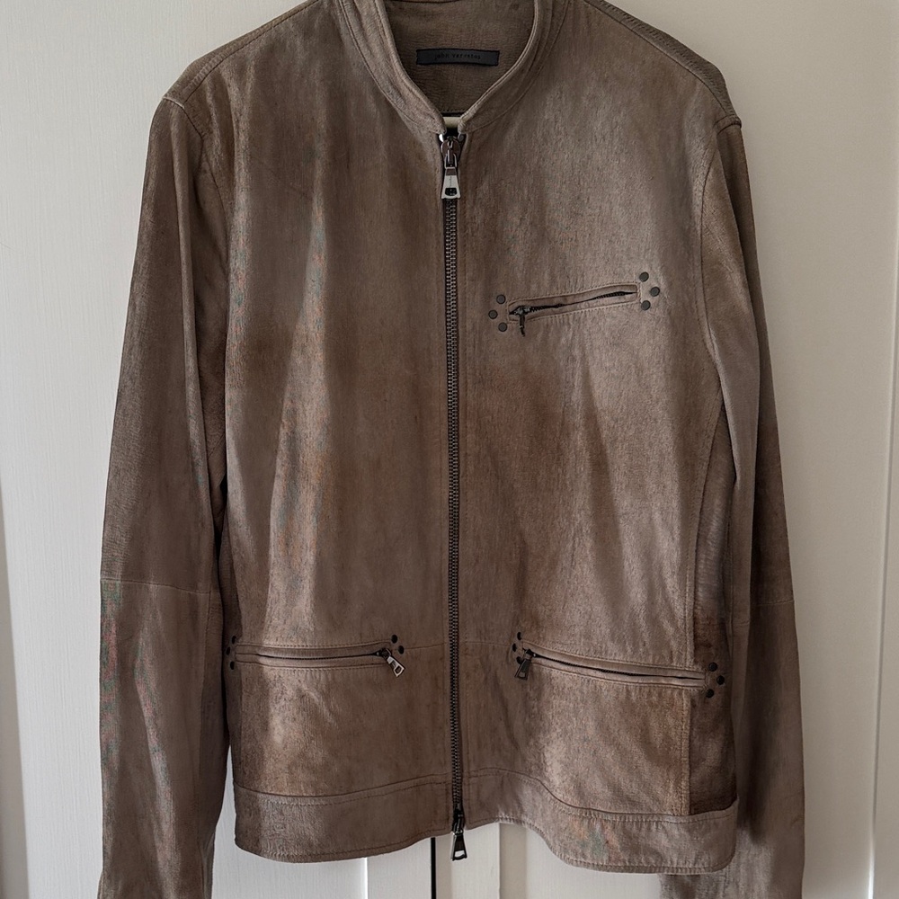 John Varvatos Taupe Leather Jacket